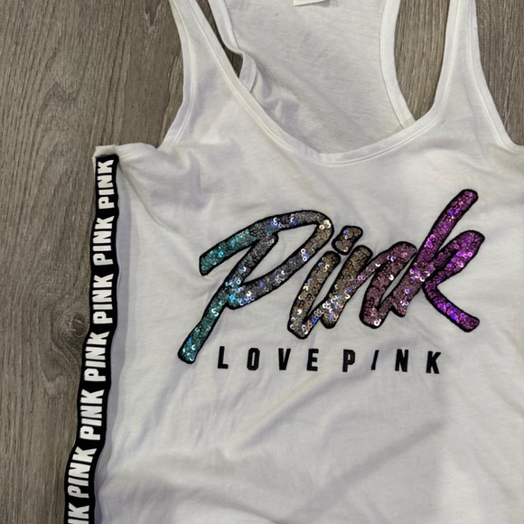 PINK Victoria Secret White Tank Top Women Size S . - Picture 4 of 7